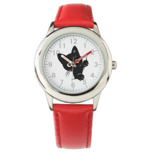 Cute Peeking Black Cat Armbandsur