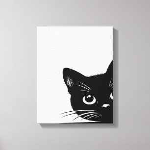 Cute Peeking Black Cat Canvastryck