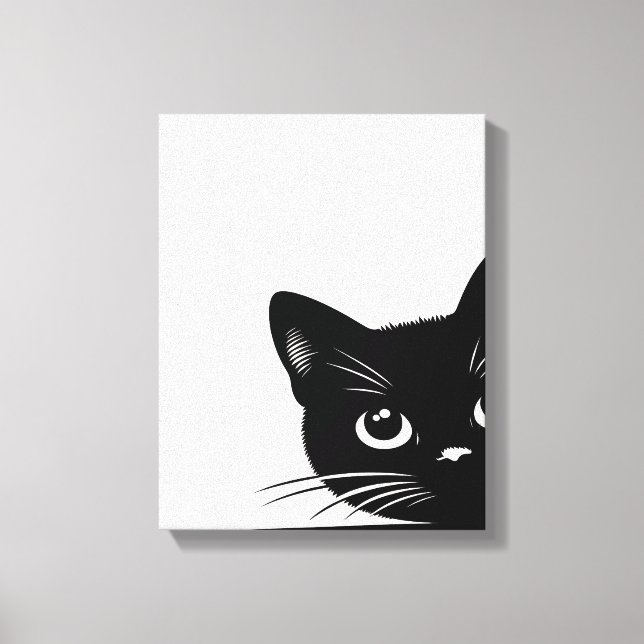 Cute Peeking Black Cat Canvastryck (Framsida)