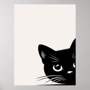 Cute Peeking Black Cat Poster