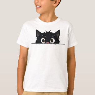 Cute Peeking Black Cat T Shirt