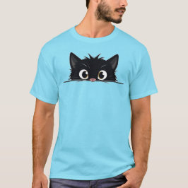 Cute Peeking Black Cat T Shirt
