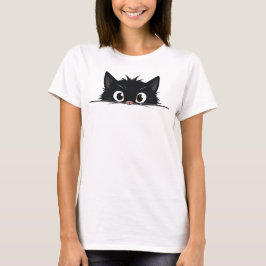 Cute Peeking Black Cat T Shirt
