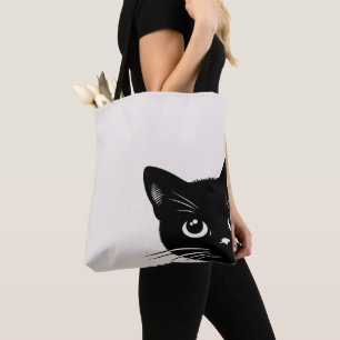 Cute Peeking Black Cat Tygkasse