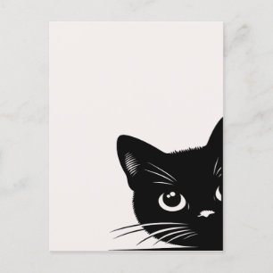 Cute Peeking Black Cat Vykort