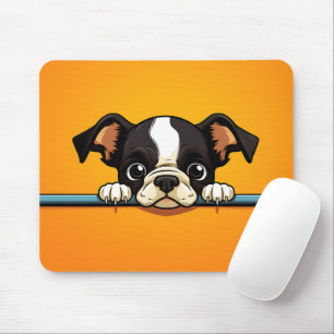 Cute Peeking Boston Terrier Hund Musmatta