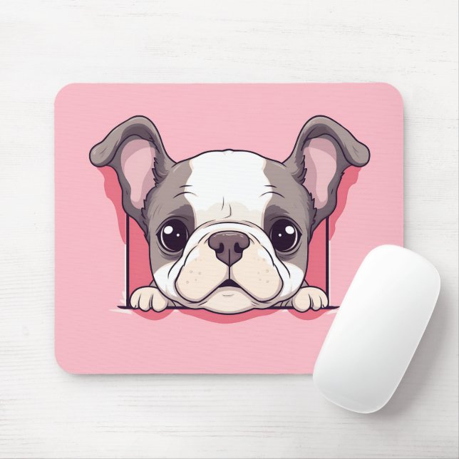 Cute Peeking Bulldog Musmatta (Med mus)
