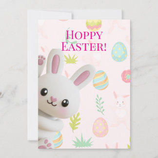 Cute Peeking Bunny Hoppy Easter Julkort