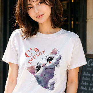 Cute Peeking Cat Acrylic Style - C’s IMPACT Orange T Shirt