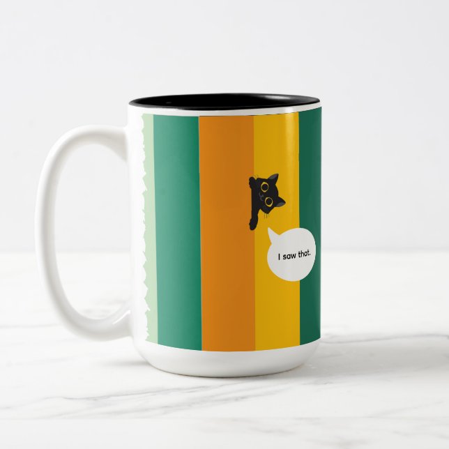 Cute Peeking Cat Funny Cat Lover Gift Två-Tonad Mugg (Vänster)