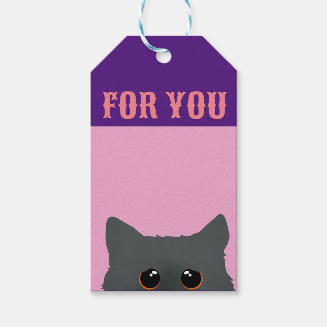 CUTE PEEKING CAT GIFT MÄRKRES PRESENTETIKETT (Framsidan)