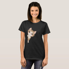 Cute Peeking Cat Graphic Shirt T