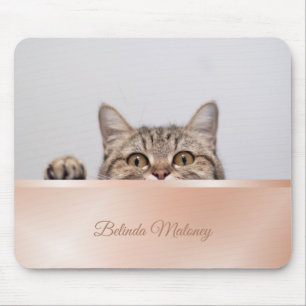 Cute Peeking Cat Ro Guld Monogram Musmatta