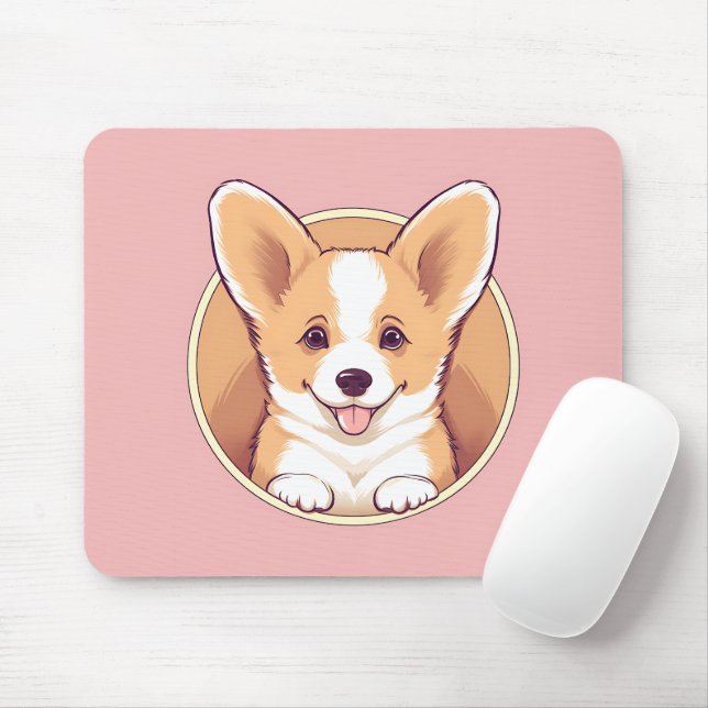 Cute Peeking Corgi Hund Musmatta (Med mus)