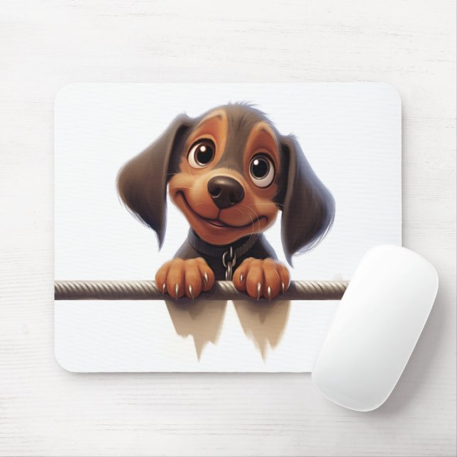Cute Peeking Dachshund Musmatta (Med mus)