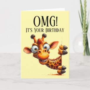 Cute Peeking Giraffe Birthday Card Helgkort
