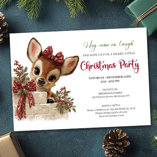 Cute peeking reindeer Xmas invite editable file Inbjudningar (Cute peeking reindeer Xmas invite editable file)