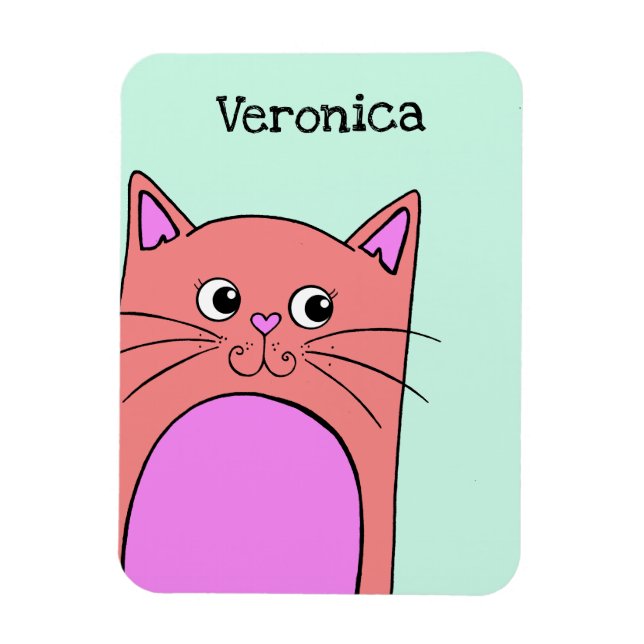 Cute Peeking Rosa Cat-Personlig Magnet (Vertikal)
