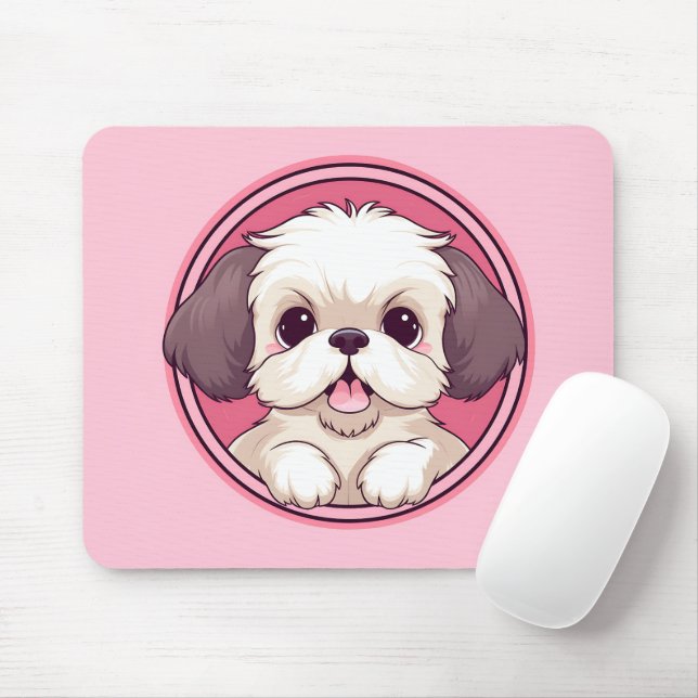 Cute Peeking Shih Tzu Hund Musmatta (Med mus)