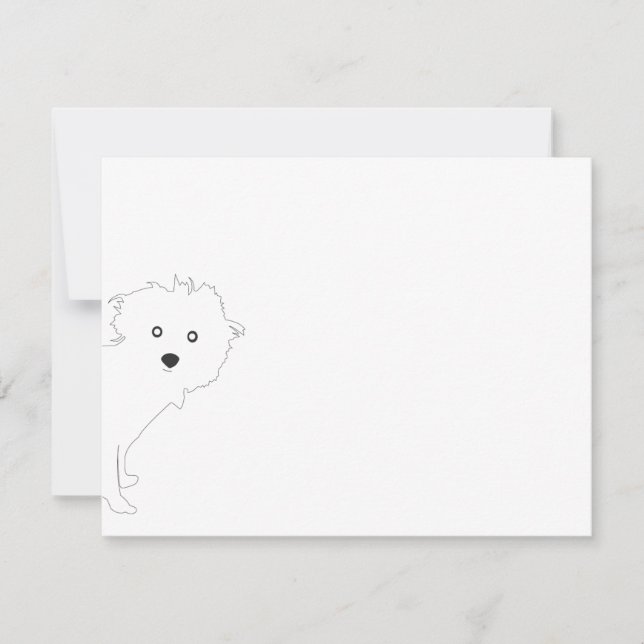 Cute Peeking Valp White Flat Notecard Anteckningskort (Framsida)