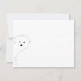 Cute Peeking Valp White Flat Notecard Anteckningskort