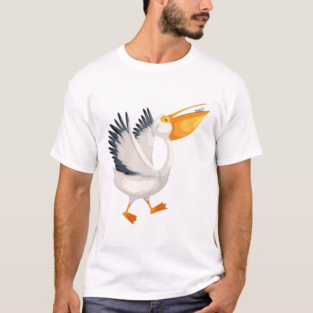 Cute pelican-tecknad t shirt (Framsida)