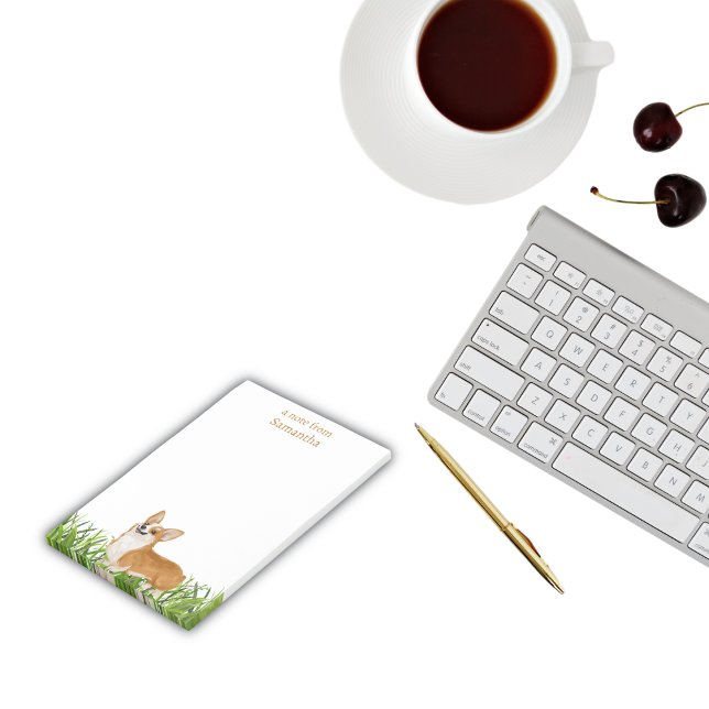 Cute Pembroke Corgi Hund Monogram Namn Post-it Block (Other items available in this design)