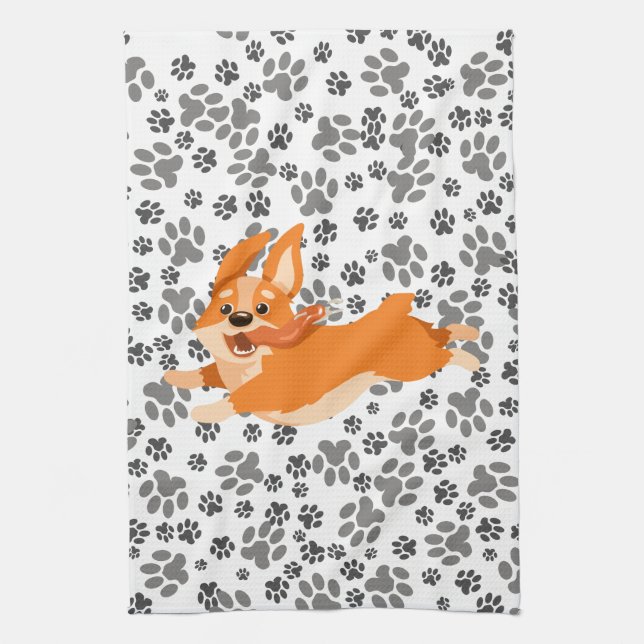 Cute Pembroke Welsh Corgi Kökshandduk (Vertikal)