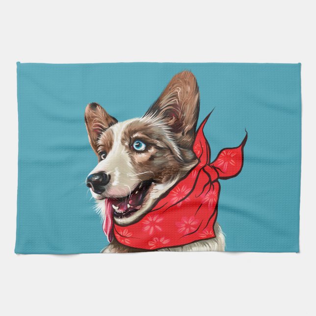 Cute Pembroke Welsh Corgi Kökshandduk (Horisontell)