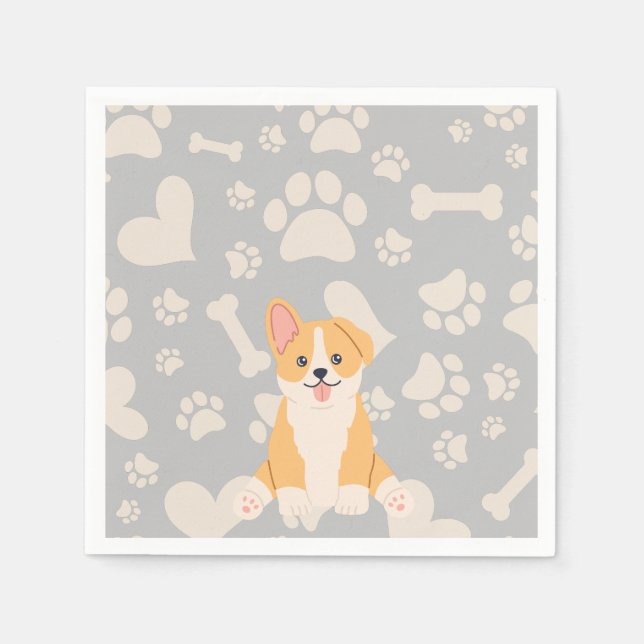Cute Pembroke Welsh Corgi Pappersservett (Framsidan)