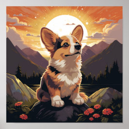 Cute Pembroke Welsh Corgi Puppy Hund Poster