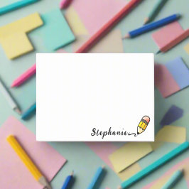 Cute Pencil l Back to school Typography Teacher Post-it Block