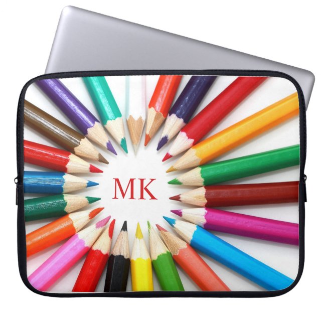 Cute Pencil Monogrammed Laptop sleeve (Framsidan)