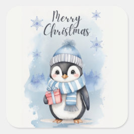 "Cute Penguin 2" Fyrkantigt Klistermärke