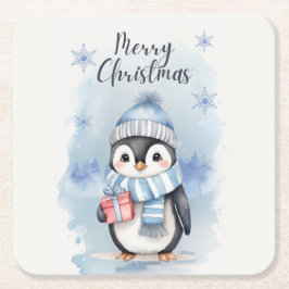 "Cute Penguin 2" Underlägg Papper Kvadrat