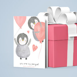 Cute Penguin Alla hjärtans dag Helgkort