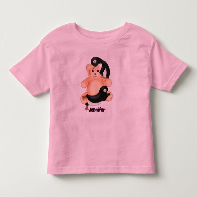 Cute penguin and bear t-shirt design for toddlers (Framsida)