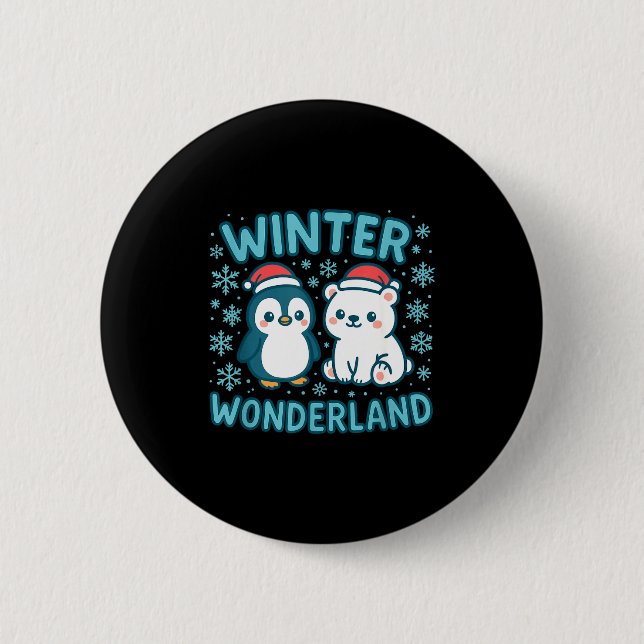 Cute Penguin And Lar Bear Winter Wonderland Christ Knapp (Framsida)