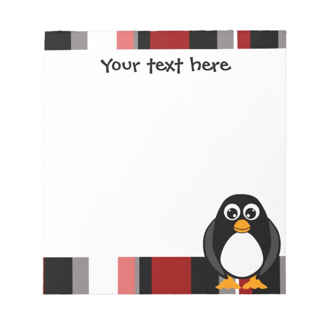 Cute Penguin-Anteckningsblocket - Red Rand Anteckningsblock (Framsida)