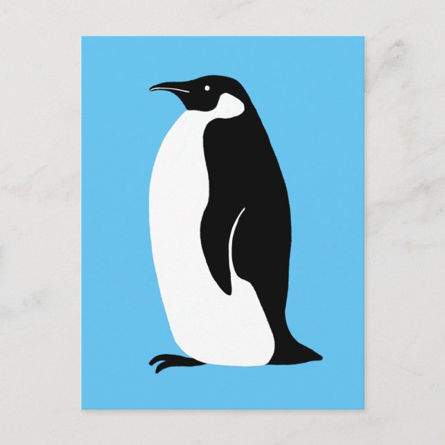 Cute Penguin Aqua Black White Vykort (Framsida)