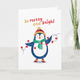 Cute Penguin är god och god jul Helgkort