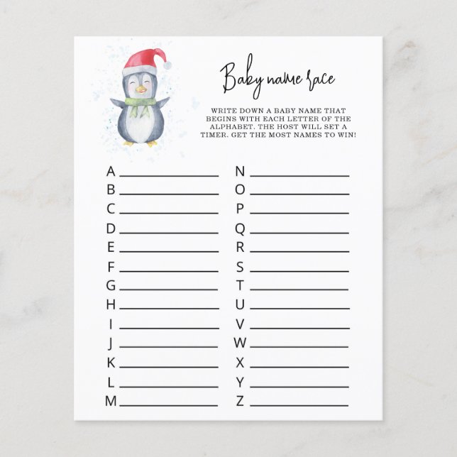 Cute Penguin - Baby namn tävling (Framsida)