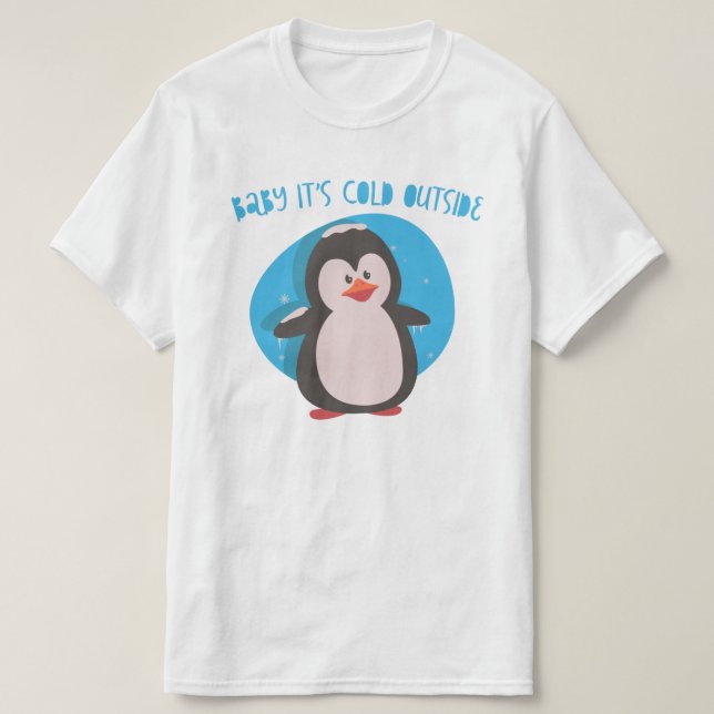 Cute penguin Baby och dess kall utanför Tee (Design framsida)