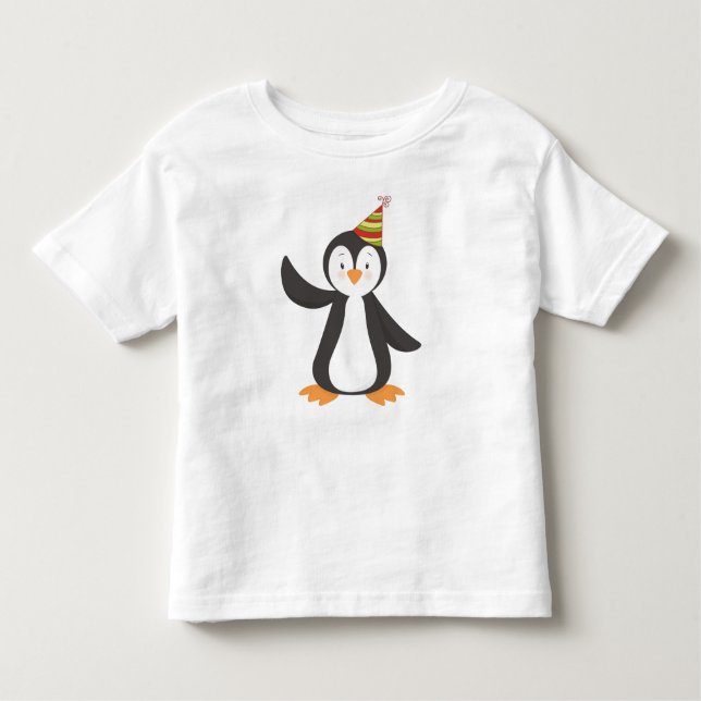Cute Penguin, Baby Penguin, Penguin med Party Hat T Shirt (Framsida)