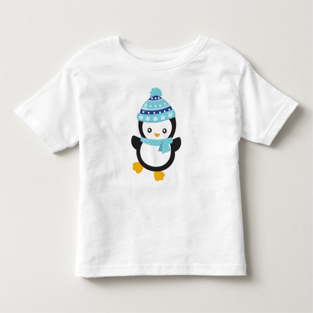 Cute Penguin, Baby Penguin, Penguin med scarf T Shirt (Framsida)