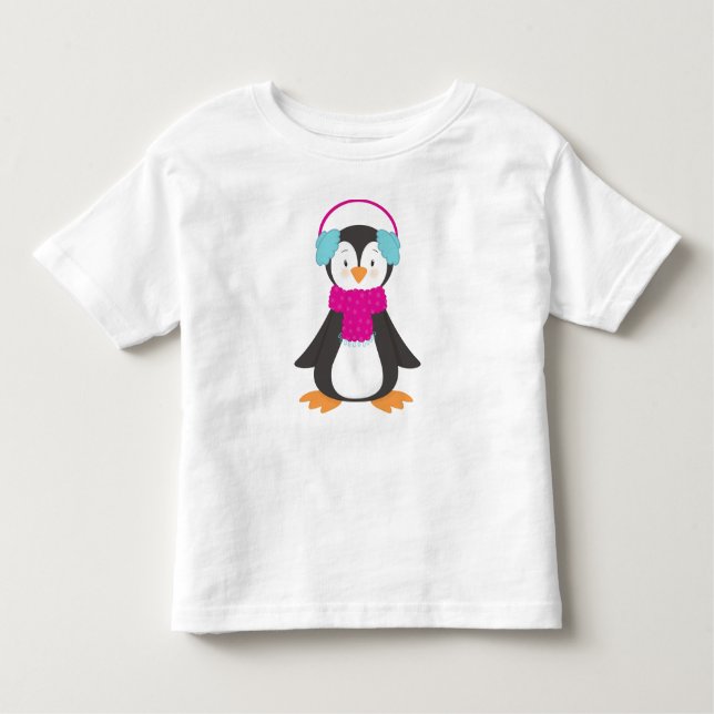 Cute Penguin, Baby Penguin, Penguin med scarf T Shirt (Framsida)