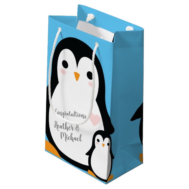 Cute Penguin Baby Shower Blue Boy (Baksidan Vinklad)