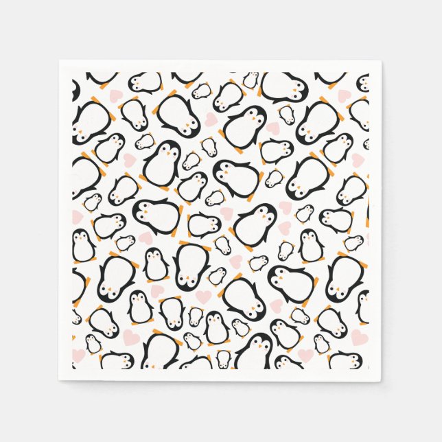 Cute Penguin Baby Shower Blue Boy Pappersservett (Framsidan)