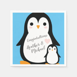 Cute Penguin Baby Shower Blue Boy Pappersservett