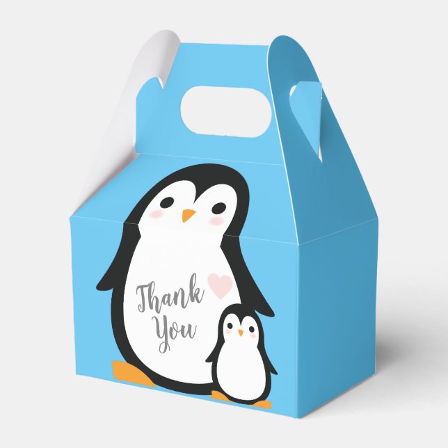 Cute Penguin Baby Shower Blue Boy Presentaskar (Framsidan Sidan)